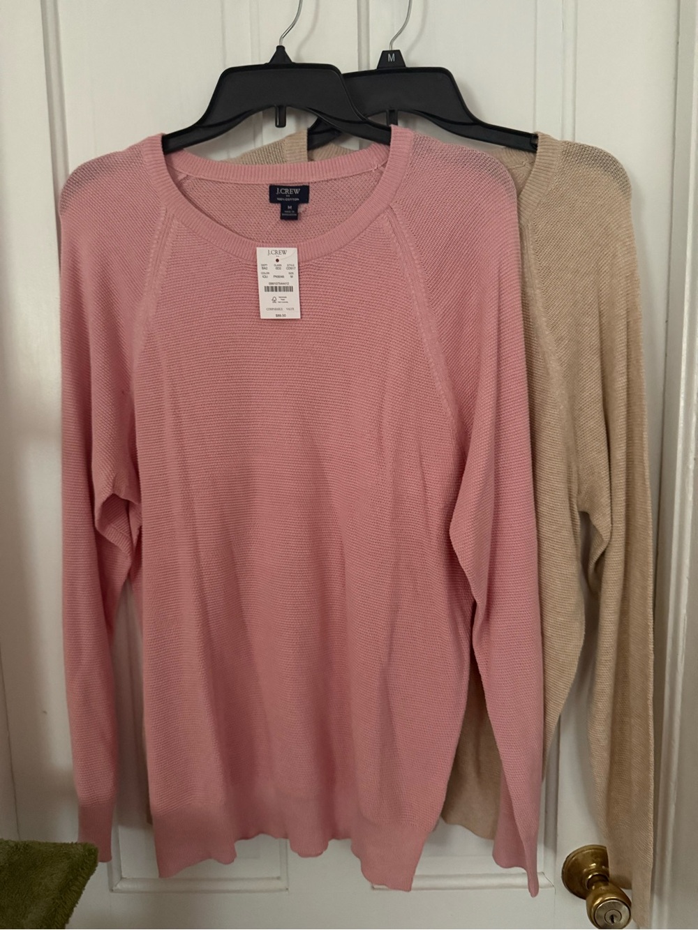 NEW- J. Crew Pink and cream bundle Lightweight Crewneck Sweaters